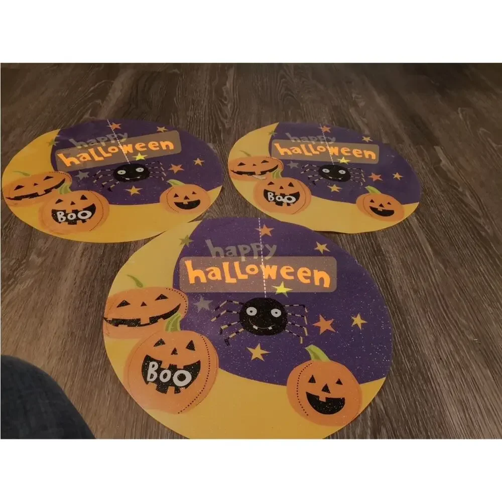 Happy Halloween Spiders & Pumpkin Circle Place Mats Holiday Seasonal Home Scary